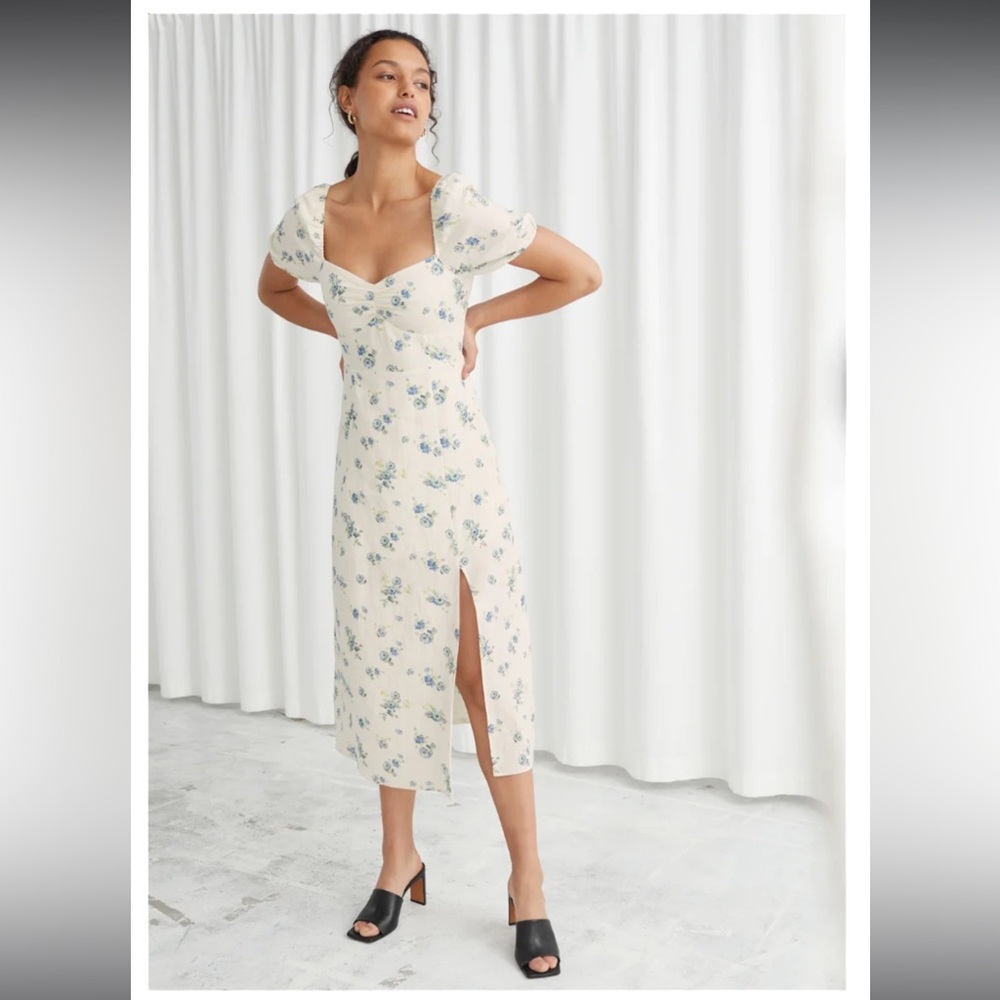 & Other Stories - Puff Sleeve Linen Midi Dress